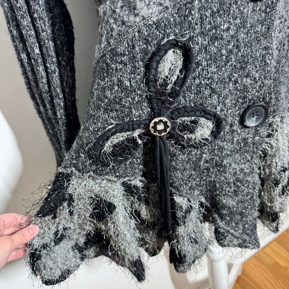 Milano Y2K Fairy Grunge Boho Cardigan Women L Black Gray Sparkle Lagenlook Bratz - Picture 12 of 13